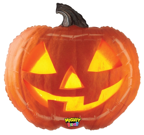 Uninflated 23 Inches Mighty Bright Shape Mighty Jack-o-Lantern Foil Balloon Manufacturered By Betallic