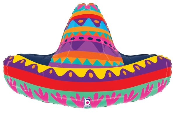 Uninflated 32 Inches Foil Balloon Shape Festive Sombrero Manufacturered By Betallic