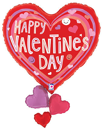 28" Smiley Valentine Hearts Foil Balloon – Bargain Balloons USA