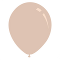 A 12" Deco Skin Blush *New Shade* Decomex latex balloon by Decomex, tied at the bottom, floats elegantly against a plain white background.