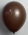 A single 9″ Deco Mid Brown Decomex Latex Balloon floats against a plain light gray background, showing its glossy finish.