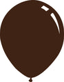 The 9″ Deco Mid Brown Decomex Latex Balloons (100 Per Bag) by Decomex are solid brown with a tied end at the bottom and two white highlights on the upper right side.