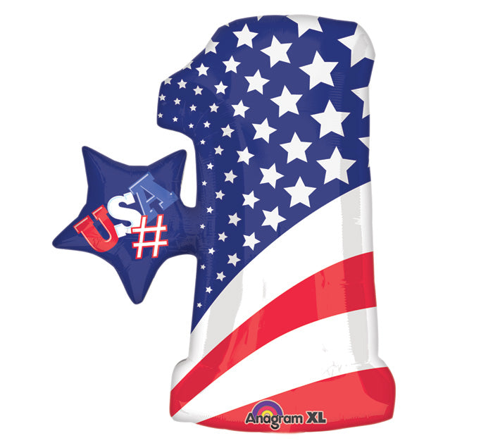 28" Jumbo Number Patriotic Balloon