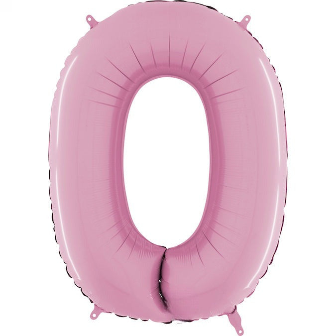 26" Midsize Foil Shape Balloon Number 0 Pastel Pink