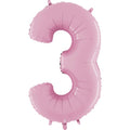 26" Midsize Foil Shape Balloon Number 3 Pastel Pink