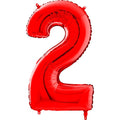26" Midsize Foil Shape Balloon Number 2 Red