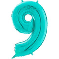 26" Midsize Foil Shape Balloon Number 9 Tiffany
