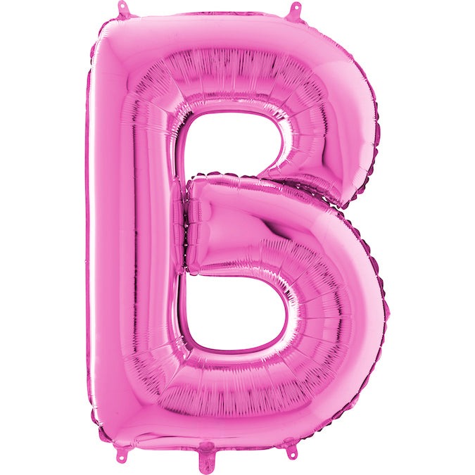 26" Midsize Letter Shape B Fuchsia Foil Balloon