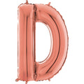26" Midsize Letter Shape D Rose Gold Foil Balloon