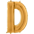 26" Midsize Letter Shape D Gold Foil Balloon