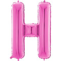 26" Midsize Letter Shape H Fuchsia Foil Balloon