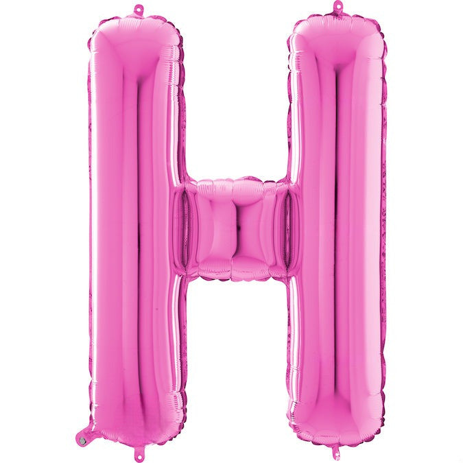 26" Midsize Letter Shape H Fuchsia Foil Balloon