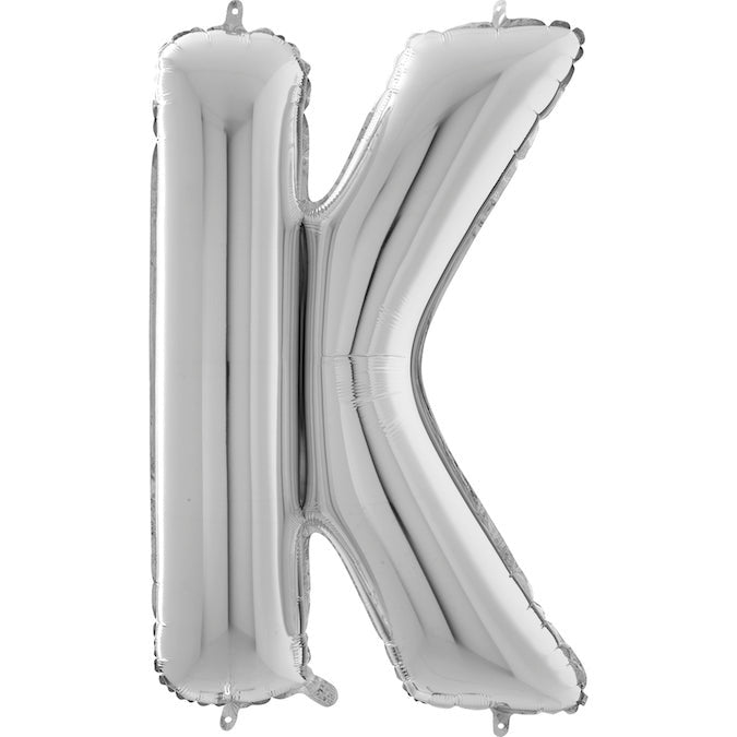 26" Midsize Letter Shape K Silver Foil Balloon