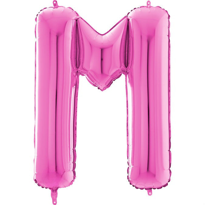 26" Midsize Letter Shape M Fuchsia Foil Balloon