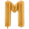 26" Midsize Letter Shape M Gold Foil Balloon