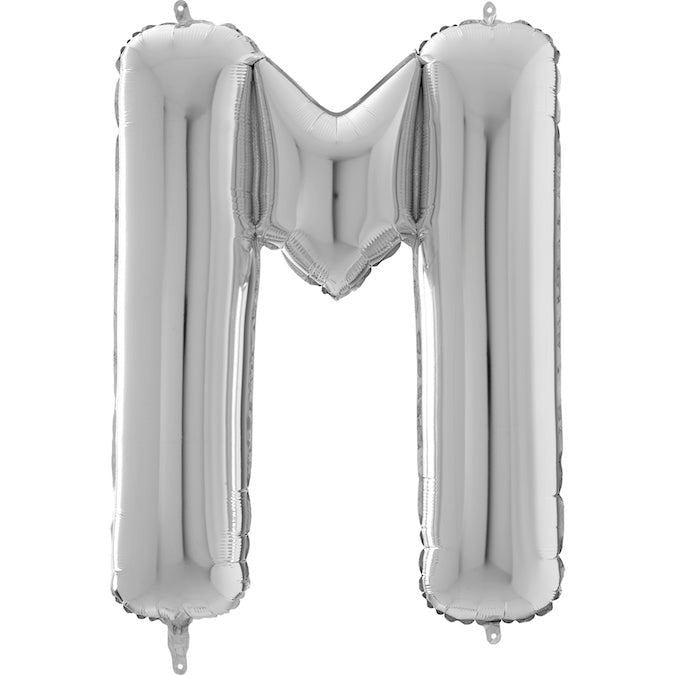 26" Midsize Letter Shape M Silver Foil Balloon