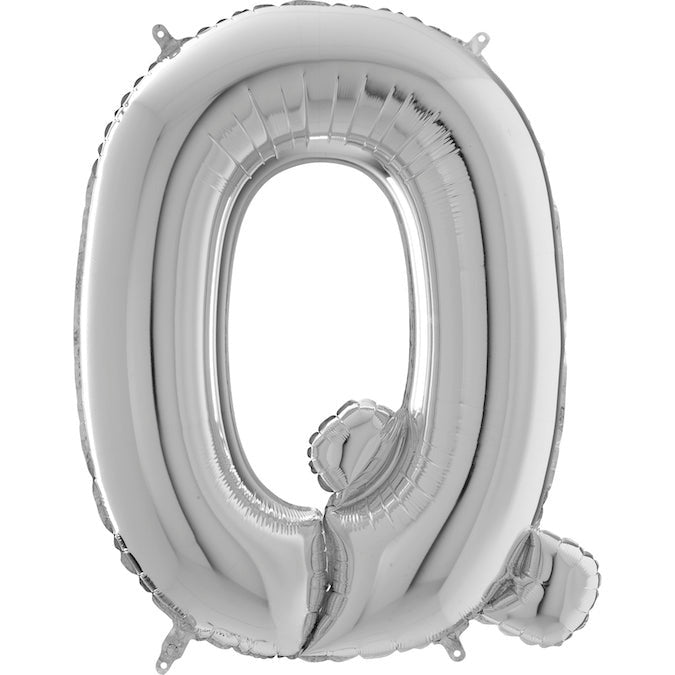 26" Midsize Letter Shape Q Silver Foil Balloon
