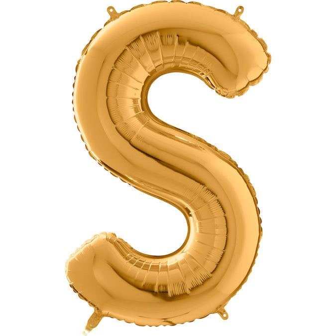 26" Midsize Letter Shape S Gold Foil Balloon