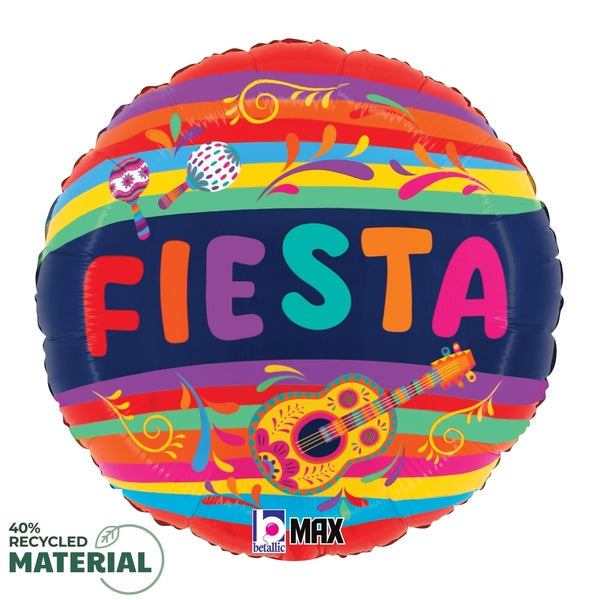 Uninflated 18 Inches MAX Float Round Festive Fiesta Foil Balloon Manufacturered By Betallic