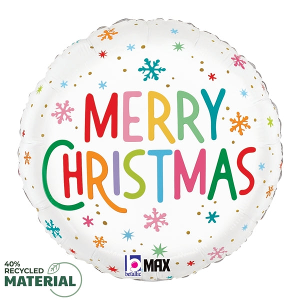 Uninflated 18 Inches MAX Float Round Christmas Colorful Snowflakes Foil Balloon Manufacturered By Betallic