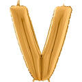 26" Midsize Letter Shape V Gold Foil Balloon