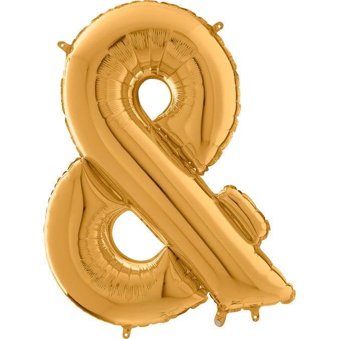 26" Symbol Ampersand Gold Foil Balloon
