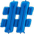 26" Symbol Hashtag Blue Foil Balloon