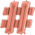 26" Symbol Hashtag Rose Gold Foil Balloon