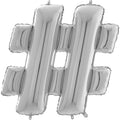 26" Symbol Hashtag Silver Foil Balloon