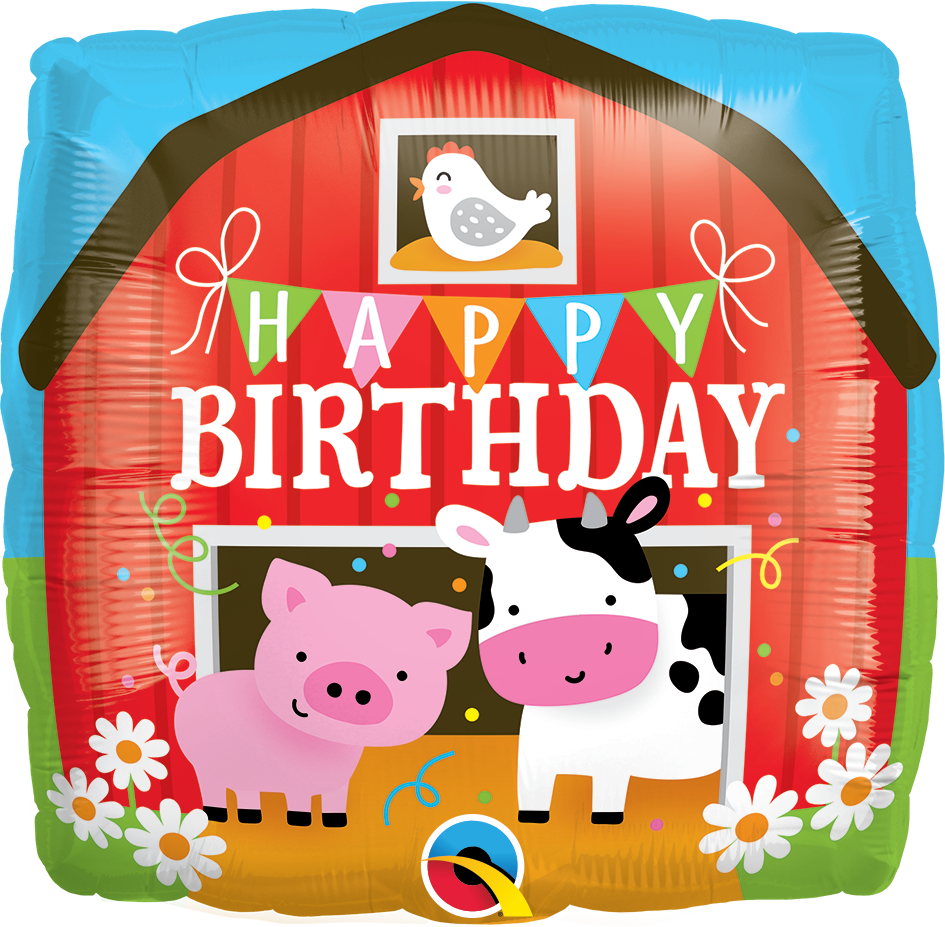 18" Happy Birthday Barn Foil Balloon
