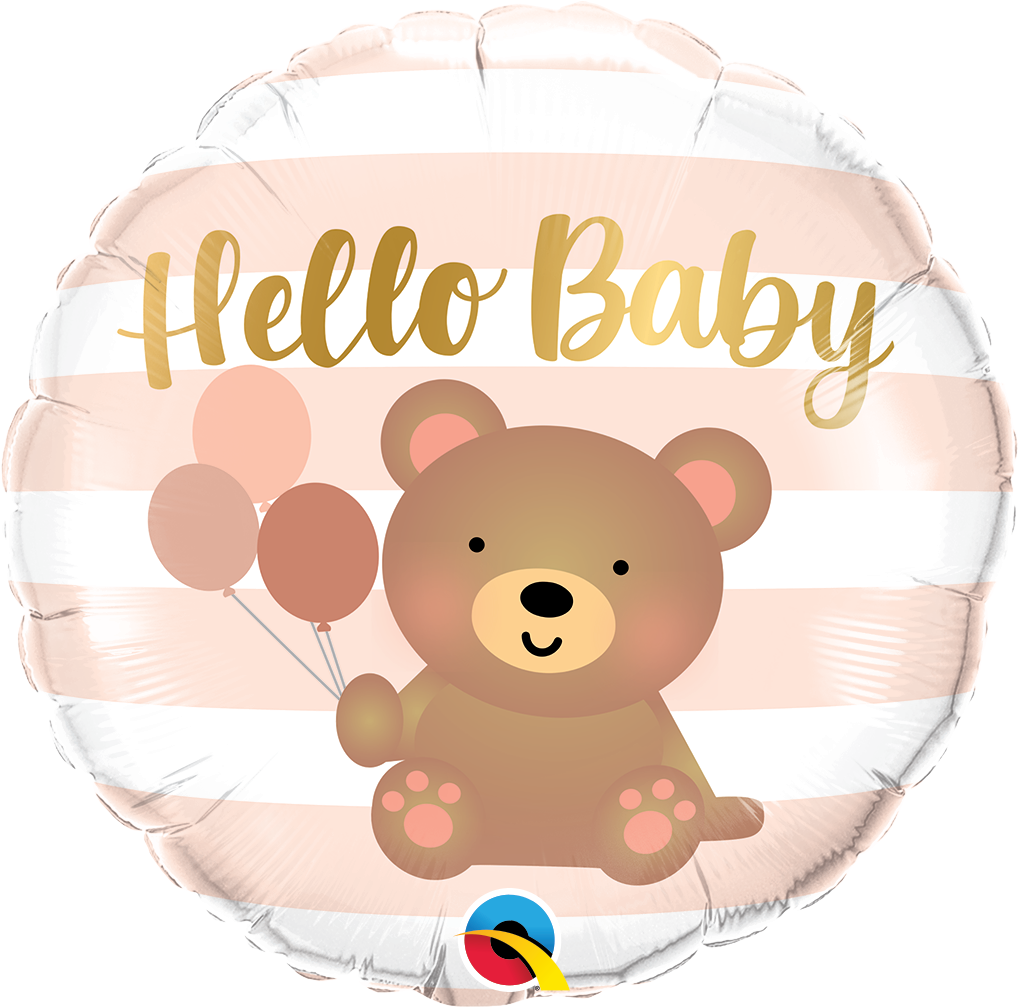 18" Hello Baby Bear & Balloons Foil Balloon