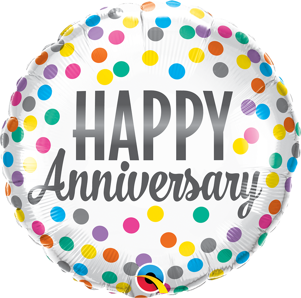 18" Anniversary Confetti Dots Foil Balloon