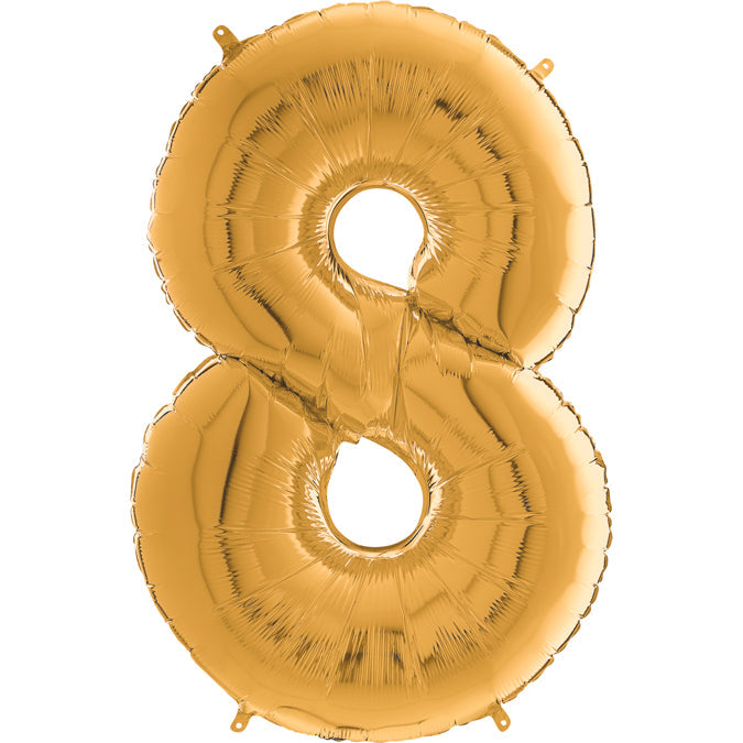 26" Midsize Foil Shape Balloon Number 8 Gold