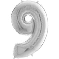 26" Midsize Foil Shape Balloon Number 9 Silver