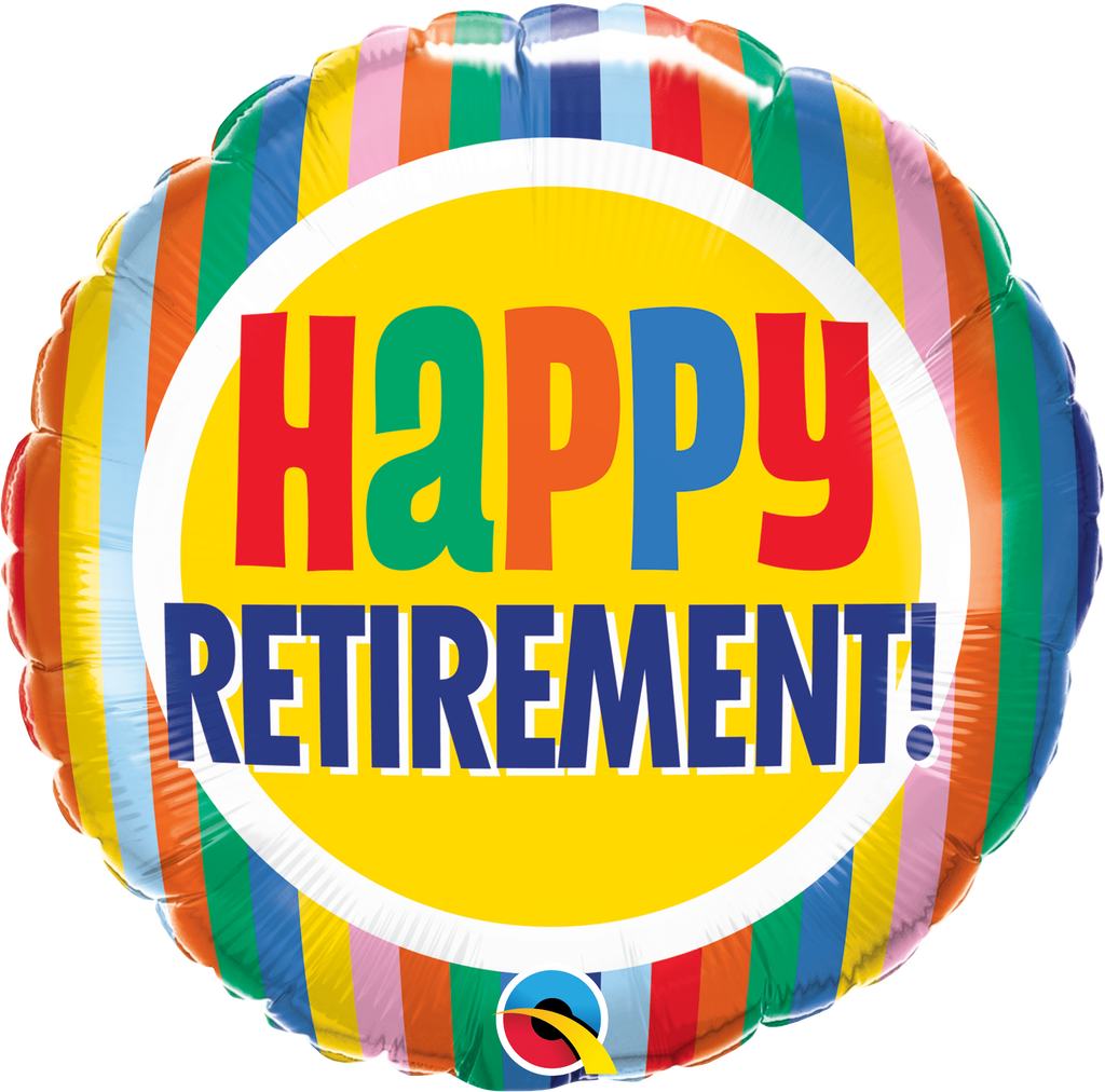 18" Retirement Colorful Stripes Foil Balloon