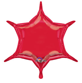 22" Red 6-Point Star Foil Balloon