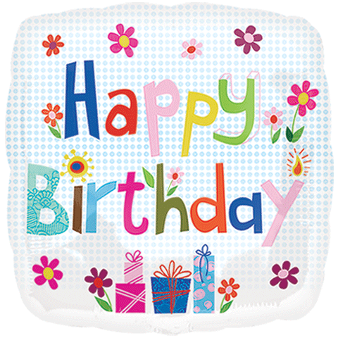 18" Happy Birthday Light Blue Dots Balloon