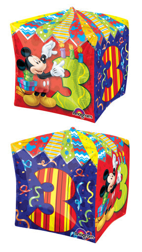 16" Mickey Age 3 UltraShape Cubez Foil Balloon