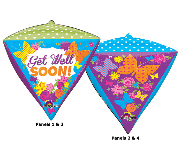 15" x 17" Get Well Butterfly Garden Diamondz Balloon