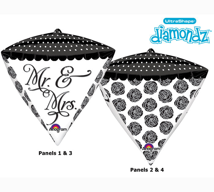 15" x 17" Sophisticated Mr. & Mrs. Diamondz Balloon