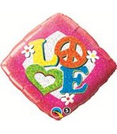 18" Love Peace Sign Mylar Balloon