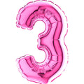 7" Airfill Only (requires heat sealing) Number Balloon 3 Fuschia