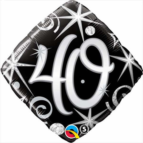 18" Number 40 Elegant Sparkles and Swirls Balloon