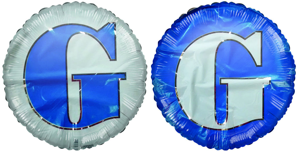 18" Letter G Navy Blue & White Round Mylar Balloon