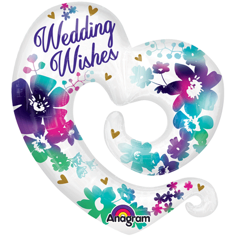 31" SuperShape Watercolor Wedding Wishes Packaged Balloon