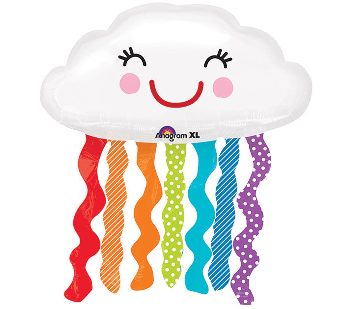 30" SuperShape Rainbow Cloud Balloon Packaged