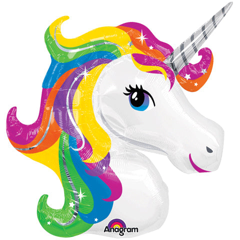 33" Jumbo Rainbow Unicorn Head Balloon