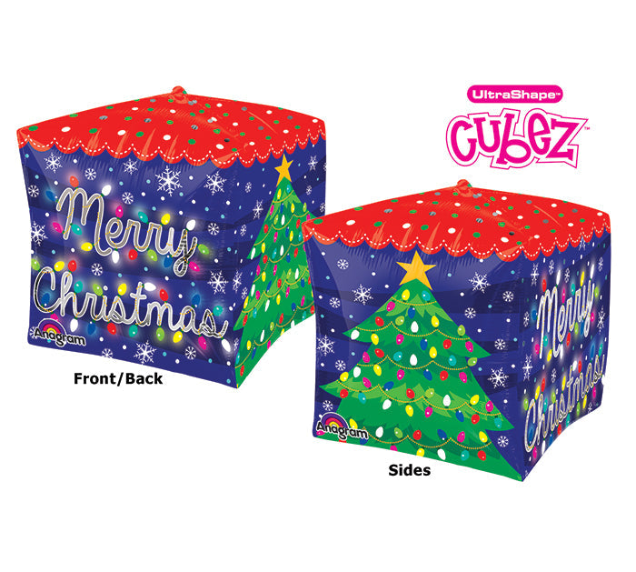 15" Cubez Merry Christmas Lights Balloon Packaged