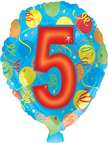 17" Number Shaped "5" Packaged Balloon