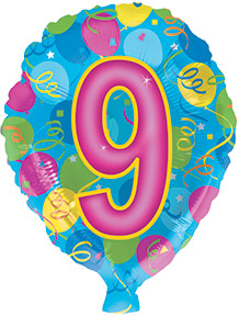 17" Number Shaped "9" Packaged Balloon